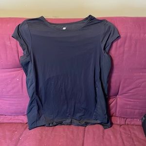 Black sports shirt with venting.